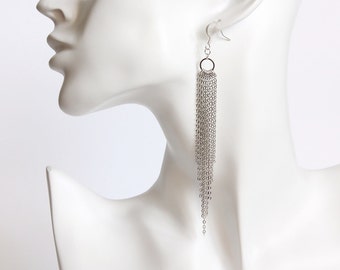 Chevron Long Waterfall Tassels Earrings