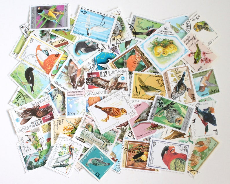 25 to 100 bird cancelled stamps image 1