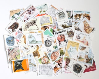 25 to 50 cat theme cancelled stamps