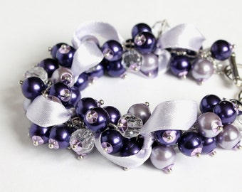 Dark Purple and Lavender Bracelet and Earrings Set