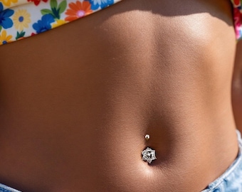 Rose Belly Button Ring Surgical Steel Navel Piercing Gift for her