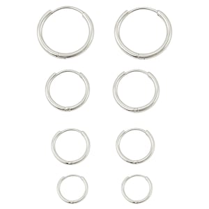 Brincos de argola finos de aço inoxidável de 1,6 mm | 6 mm, 8 mm, 10 mm e 12 mm | Dourado, prateado, preto | Argola unissex para cartilagem, nariz e lábio