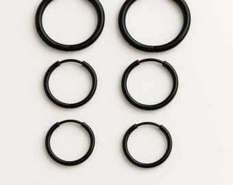 Surgical Steel Hoop Earrings Unisex Cartilage, Nose, Lip - Silver, Gold, Black