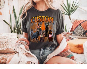 Camiseta retro para perros Custom Comfort Colors®, camiseta personalizada para mascotas, gráfico vintage de los años 90 con foto personalizada, camiseta pirata de rap para perros, camiseta con diseño personalizado