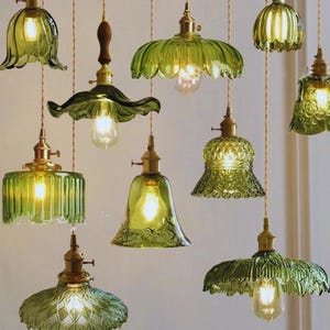 Art deco glass lamp shade green - Etsy 日本