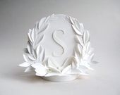 Initial Cake Topper - Paper Sculpture - Custom - Wreath