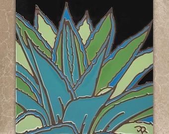 Agave - Ceramic Tile Wall Art or Trivet - Hand Glazed Arizona Desert Art Gift