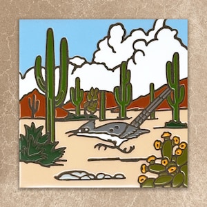 Roadrunner Ceramic Tile Trivet - Hand Glazed Arizona Desert Art Gift