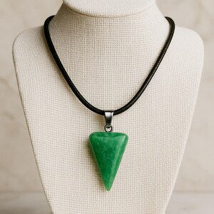 Green Aventurine Pendulum Necklace Heart Chakra Healing Crystal Jewelry for Luck Abundance Prosperity Energy, Cleansing Gift for Her & Him!