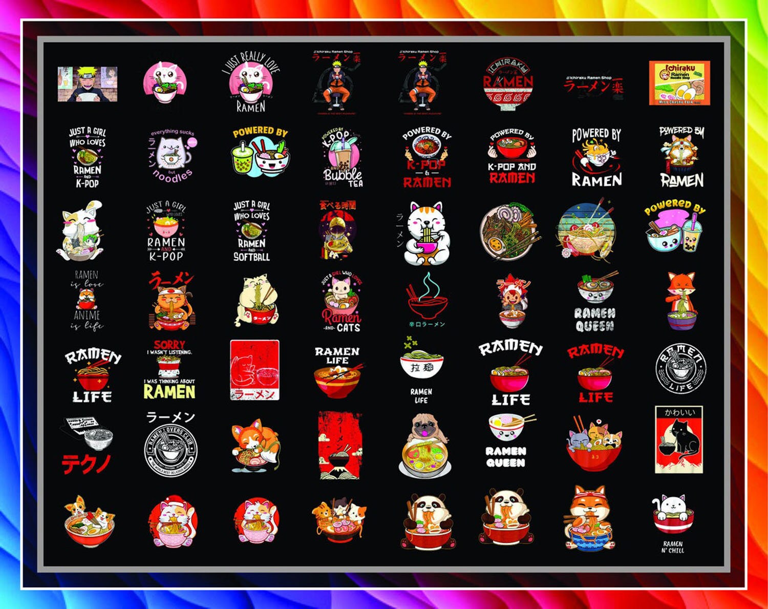 Combo 0 Designs Anime Ramen Wave Png Bundle Ramen Noodle Etsy Finland