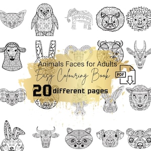 20 Cute Animal Coloring Book Pages - Zoo, Farm, Land & Sea, Desert, Forest Animals and Birds- Coloring Pages for Boys, Girls, and Adults