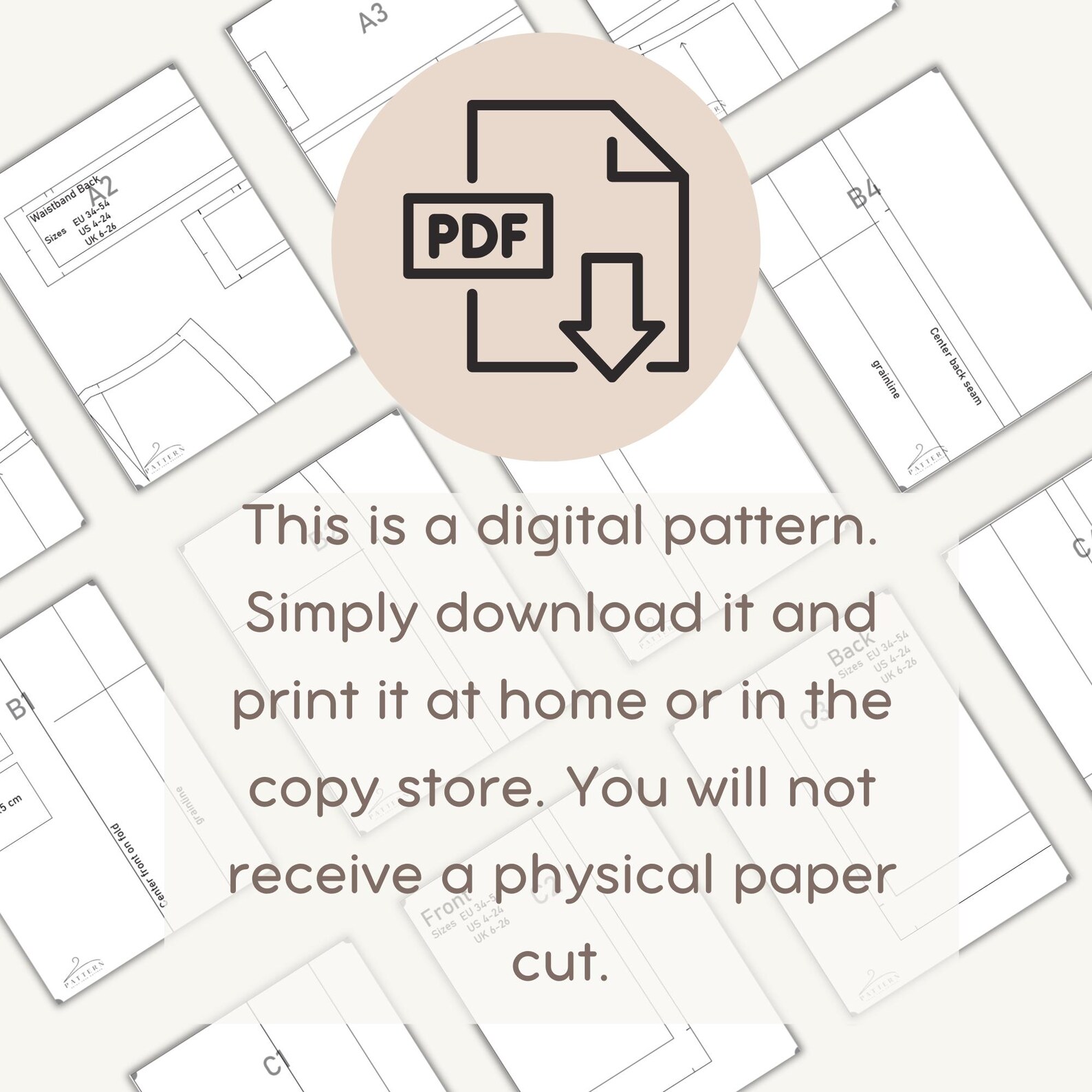 Digital Trouser PDF Sewing Pattern Drafting Guide Clothing Template ...