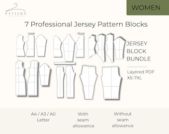 Jersey Pattern Block Bundle PDF 7 Professional Slopers XS-7XL Fashion Design & Pattern Making Layered Patterns Sewing Bundle