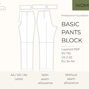 Basic Hose Block-Schnittmuster: Lagen- PDF Nähdesign (XS-7XL)
