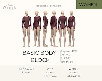 Bodysuit Sewing Pattern Digital Download PDF Tutorial Fitted Design Long Sleeve Dance Wear Knit Fabric Stretch Leotard Size Guide Inclusive
