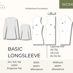 Strick Top Schnittmuster: Basic Block Entwurf mit Ärmel Design (Digitaler Download)