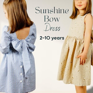 Girl Dress Pattern for Sewing Project Girl Summer Dress Special Occasion Pinafore Style with Bow Back Design for Daughter Party Dress Long