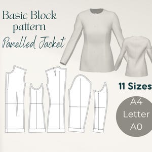 Wzór na kurtkę do szycia dla kobiet Projektowanie odzieży PDF Pobierz dopasowany styl Panel Szczegóły Plan cyfrowy Rozmiar Pakiet Europejski krój Amerykański rozmiar