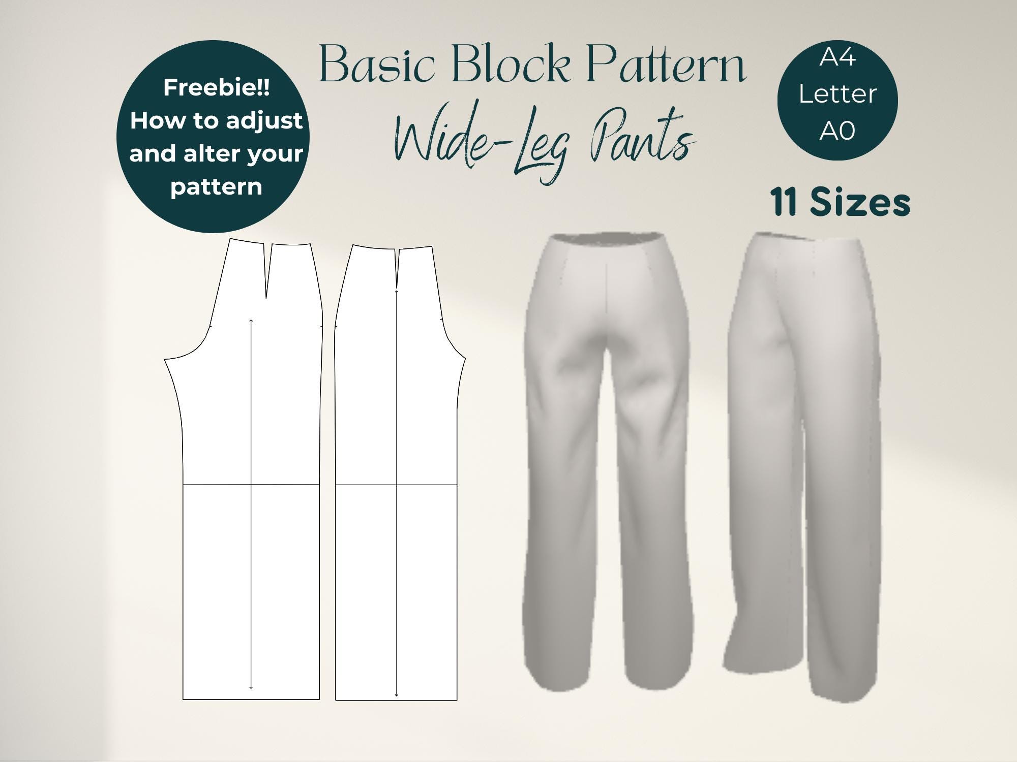 Digital Trouser PDF Sewing Pattern Drafting Guide Clothing Template ...