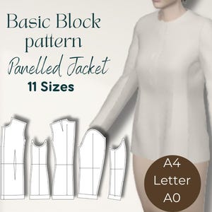 Frau Panel Jacke Schnittmuster PDF Bundle taillierter Stil Kleidung Design Digitaler Download European Fit American Size Jacke Projekt Zuhause