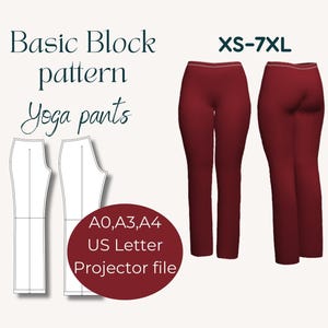 Yoga Pants Sewing Pattern, Athletic Leggings Design (PDF Download) sizes XS-7XL