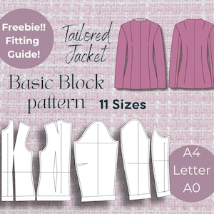 Kleine bis große Größe, taillierte Jacke Schnittmuster Nähprojekt für Frau, Kleine bis große Größe, gemustert, gemustert, gemustert, geblockt, gestrickt, gestrickt, genäht