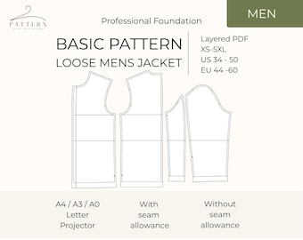 Mens Jacket Sewing Pattern PDF Loose Fit Overshirt Pattern Shirt Jacket Chore Coat Workwear Utility Jacket Menswear Digital Download