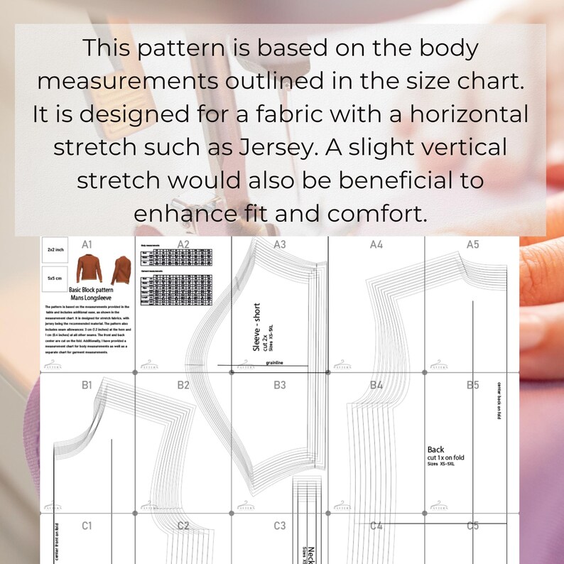 Easy Men’s Shirt Sewing Pattern Basic Longsleeve Tee Design Instant ...