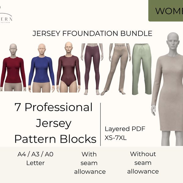 Sewing Pattern Bundle Pdf Download Leg Pattern Yoga Pant Shirt Design Sleeve Top Jersey Dress Workout Wear Raglan Shirt Bodysuit Pattern