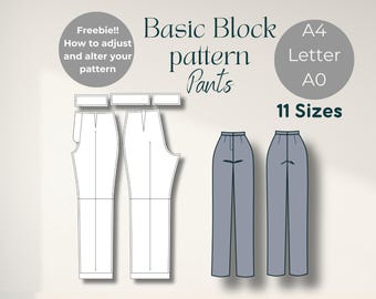 Basic Block Trouser Pattern PDF Download Clothing Block for Sewing Pants Design Digital Pattern German PDF English Version instant download