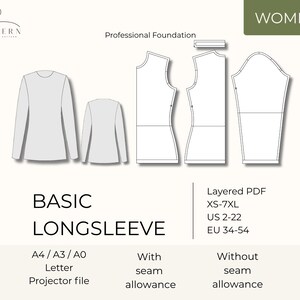 Strick Top Schnittmuster: Basic Block Entwurf mit Ärmel Design (Digitaler Download)