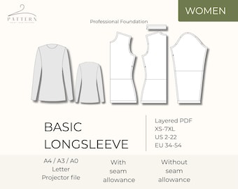 Knit Top Sewing Pattern: Basic Block Draft with Sleeve Design (Digital Download)