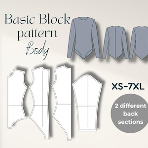 Patrón de bloque corporal para un ajuste personalizado Bloque de costura en PDF XS-7XL, A4, A0 Carta de EE. UU. Ideal para lencería Ropa de baile Múltiples tamaños Descarga instantánea