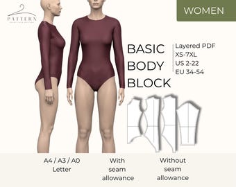 Basic Bodysuit Sewing Pattern: Custom Fitted Leotard, Dancewear, Lingerie (PDF Download)