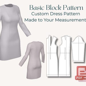 Custom Fit Dress Pattern Made-to-Measure Sewing Block Tailored Bodice with Sleeves PDF Sewing Pattern  A0 + A4/Letter Digital Download