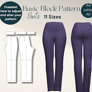 Patrón de pantalón profesional en PDF Descarga de patrón de pantalón de costura para mujer Diseño de ropa Patrón de pantalón Talla PDF Descarga digital instantánea