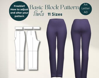 Professional Pants Pattern PDF Download Sewing pants Block for Women Clothing Design Trouser Pattern Size PDF Instant Digital Download