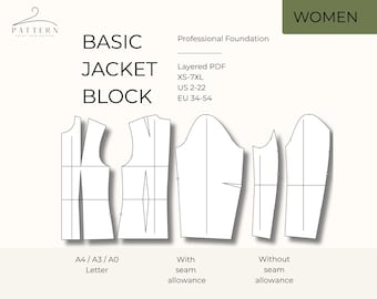 Women's Tailored Blazer Jacket Sewing Pattern (Digital Download) - Custom Fit XS-7XL