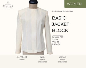 Basic Jacket Block Pattern: Women's Custom Fit Sewing Tutorial (Digital Download)