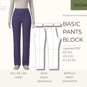 Pants Sewing Pattern Pdf Download Digital Basic Block Trouser Template Women Clothing Design Tutorial Sew Pant Construction Guide