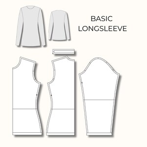 Sewing Block Pattern Digital Template Printable Garment File Basic Design Guide Professional Pattern Draft Long Sleeve Top Size Range Chart Technical Measurement Instructions Layout Guide Instant Download Format Custom Creation Base