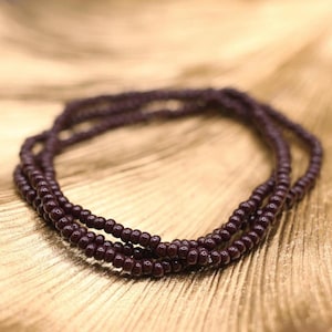 Dark Brown Stretch Seed Bead Bracelet Set of 3, Tiny Czech Glass Beads, Boho Beaded Stack, Earthy Minimalist Jewelry for Her