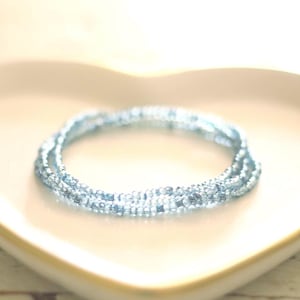Blue Czech Glass Seed Bead Bracelet Set of 3, Dainty Stretch Bracelet, Everyday Jewelry, Stackable, Minimalist Beaded Bracelet Set for Her