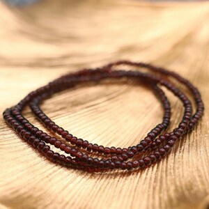 Rootbeer Brown Stretch Seed Bead Bracelet, 3mm Czech Glass Stackable Beaded Bracelet Set of 3, Everyday Dainty Jewelry for Women