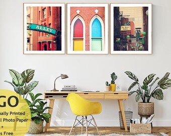 Nashville prints, city art, wall art set of 3, studio apartment art, Nashville art, city signs, gallery wall decor, Nashville wall art set