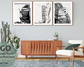 Nashville wall art black and white print set of 3 Nashville decor Airbnb wall decor country music art music city Nashville Nash apartment