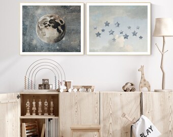 outer space art boys room decor starry sky celestial wall art prints space themed boy nursery astronomy artwork baby shower gifts playroom