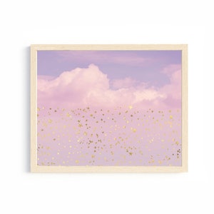 pastel clouds stars wall art little girls room decor nursery wall decor toddler girl bedroom art pink purple bedroom art tween girl room art