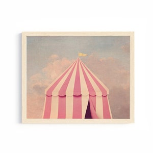 soft pink circus tent vintage style art toddler tween girl room carnival decor wall art print playroom circus decor fun print bedroom art