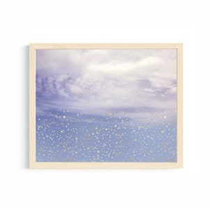 starry sky art print little girls room decor purple artwork baby girl nursery wall art toddler girl playroom wall decor stars clouds art